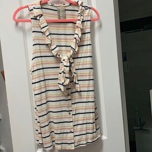 Anthropologie Striped Ruffle Tank